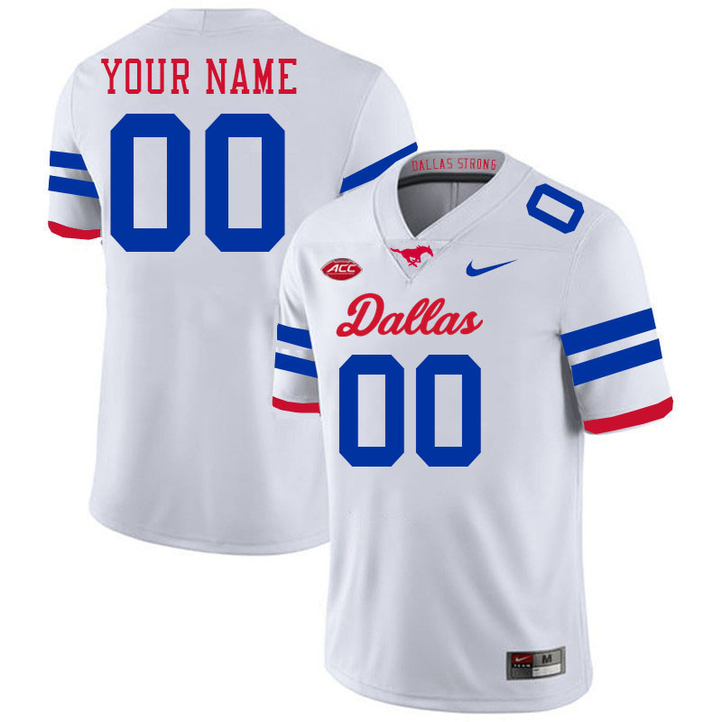 Custom SMU Mustangs Name And Number Football Jersey-Dallas White